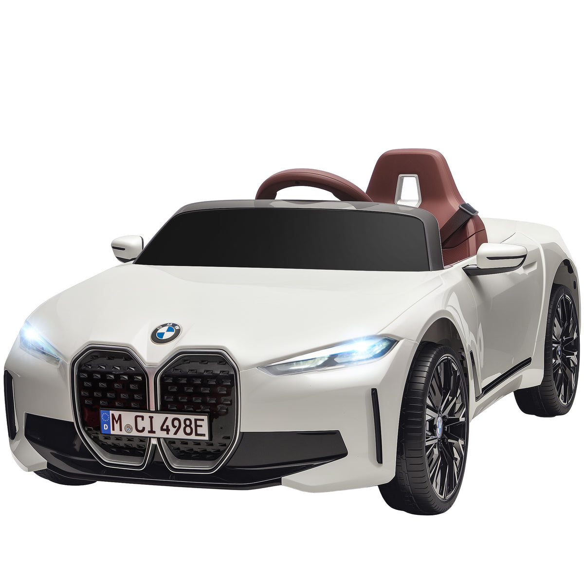 Kinderauto, aufladbarer Akku, 3-5 km/h, mit Fernbedienung, Multimedia-Player, weiß