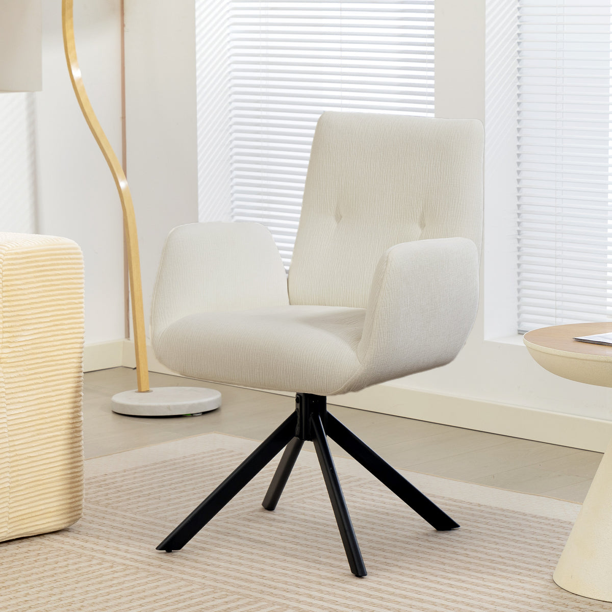 Polstersessel, Akzentsessel, modernes Design, drehbar, bis 120 kg, Cremeweiß