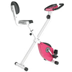 Heimtrainer Fahrradtrainer klappbar Magnetisch Hometrainer Fahrrad mit LCD Monitor, 8 stufig einstellbarem Magnetwiderstand Räder, Leise Platzsparend Fitnessbikes für Zuhause Rosa+Weiß