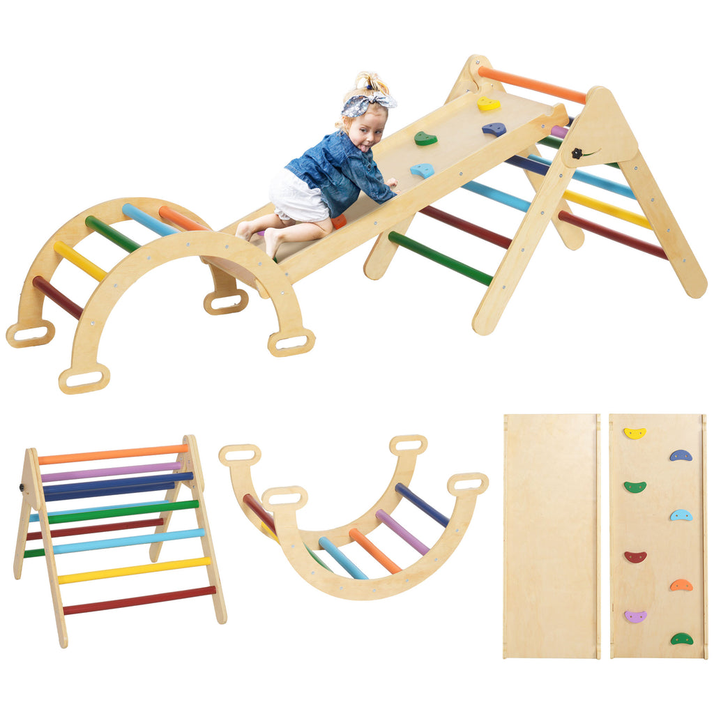 5-in-1 Toddler Climbing Frame with Ramp, Arch, for 18-48 Months, Multicoloured