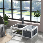Tortoise Table with Wooden Lamp Holder, Wooden Tortoise House w/ Openable Lids, Pull-Out Trays - Grey