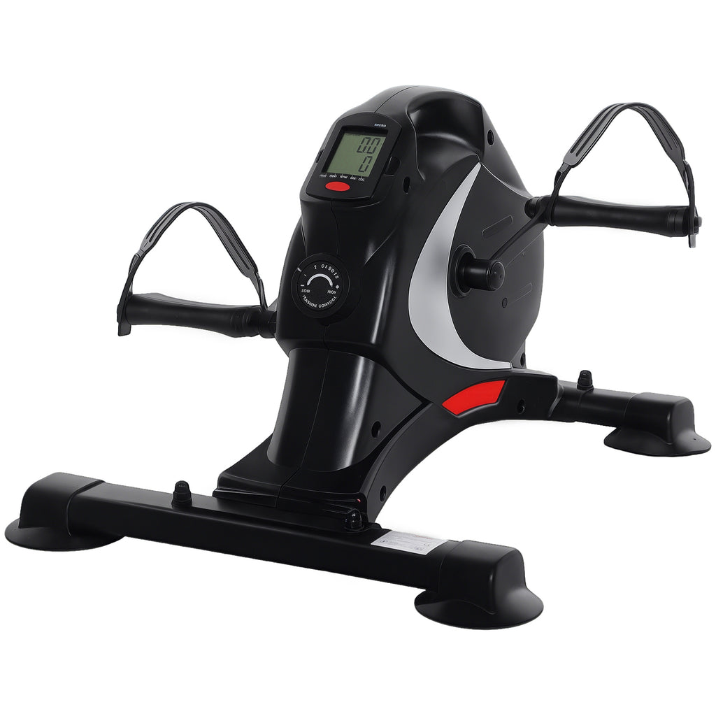 Mini-Trainingsrad, Fußpedaltrainer, Trainingsgerät mit 8 Widerstandsstufen, LCD-Display, Metall, Kunststoff, Schwarz