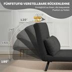 Schlafsofa 2er-Sofa mit Schlaffunktion, inkl. 2 Kissen, Sherpa-Optik, Natur + Dunkelgrau + Schwarz