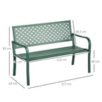 Gartenbank aus Metall, 2-Sitzer, wetterbeständig, 127 cm x 63 cm x 83 cm, Grün