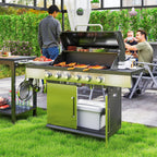 Gasgrill 2,49 kW Grillwagen inkl 6 Edelstahl-Brenner Thermometer Druckminderer 143 x 55 x 110 cm Silber