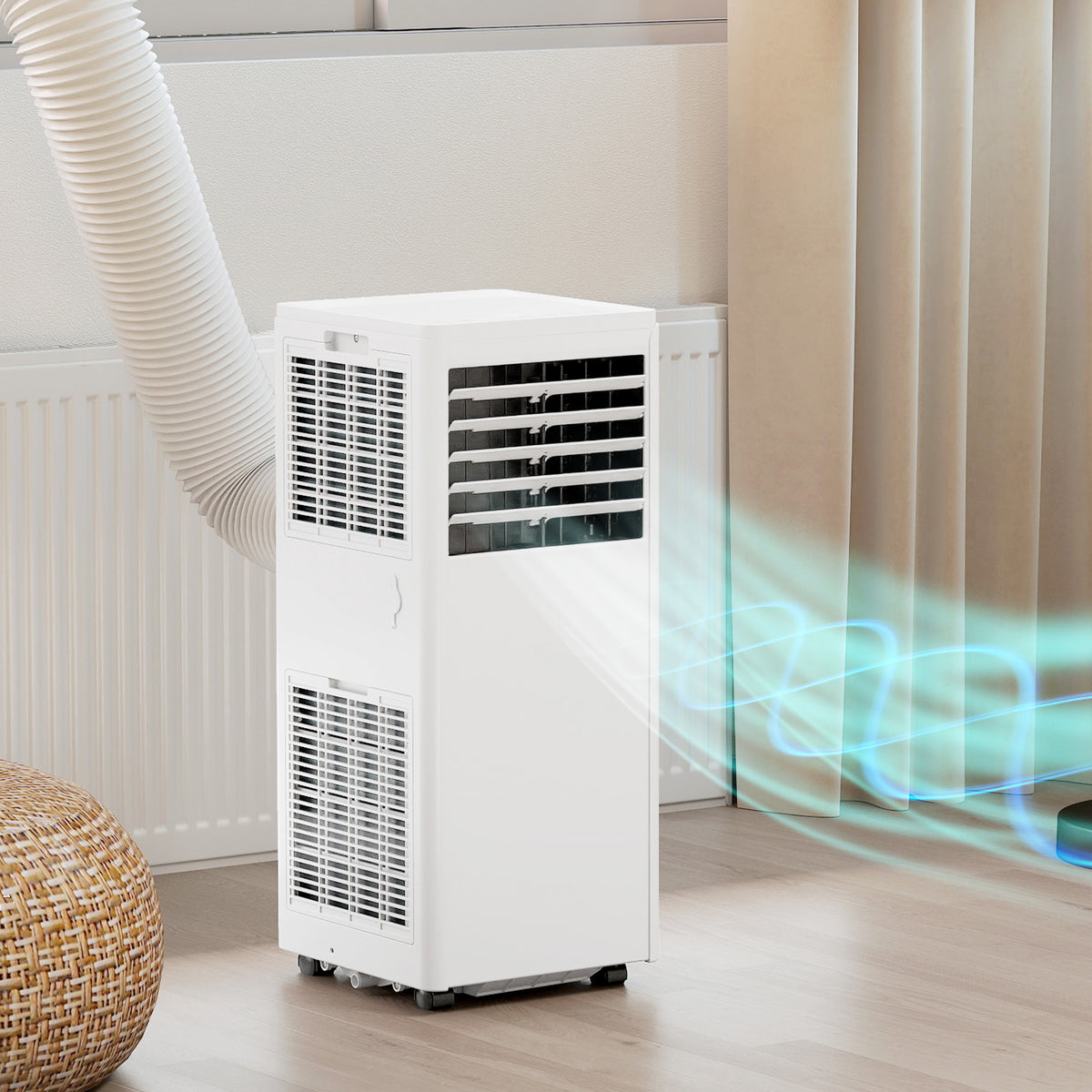 Tragbares Klimagerät 9000 BTU, 4-in-1 mit Kühlung, Entfeuchter, Ventilator, Schlafmodus