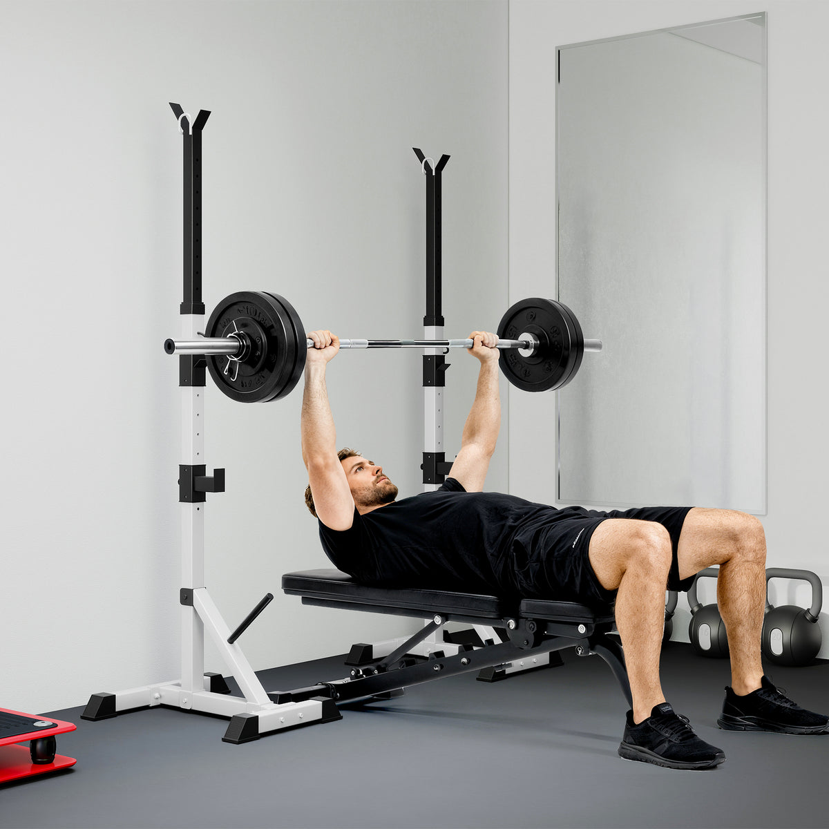 2er Set Hantelständer 3 Ebenen Höhenverstellbar Hantelablage aus Stahl bis 200 kg belastbar Silber+Schwarz