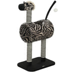 Kratzbaum im Zebra-Design, 1 Katzentunnel, 3 Kratzstämme 48,5 cm x 35 cm x 93 cm, Schwarz + Weiß