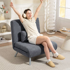 Polstersessel mit Bettfunktion, 3-in-1 Design, Schlafsessel, Gästebett, Stoffbezug, mit Kissen, Dunkelgrau