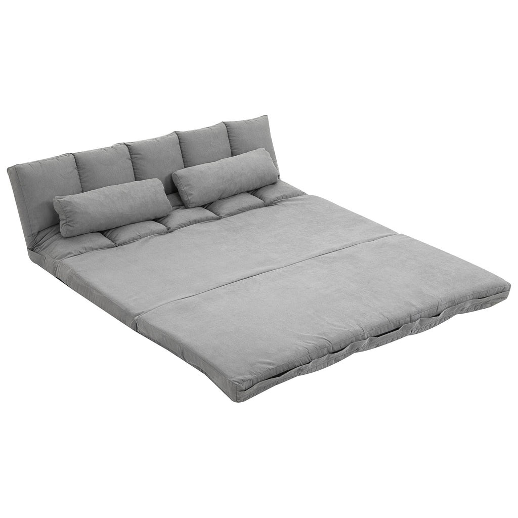 Bodensofa klappbar Schlafsofa mit 3-stuhfig verstellbar Rückenlehne Hellgrau