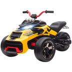 Elektrisches Kinderfahrzeug, Reverse-Dreirad-Design, Batteriebetrieb, MP3-Player, Hupe, 2 Geschwindigkeiten, LED-Lichter, 3-8 Jahre, Gelb
