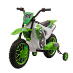 Kindermotorrad, Elektromotorrad, 45 Min Fahrzeit, mit Stützrädern, ab 3 Jahren, grün+weiß, 106,5 x 51,5 x 68cm