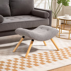 Moderner Fu?hocker mit Fleece-Bezug und Holzbeinen, gepolstert, f¨¹r Wohnzimmer, Schlafzimmer, Flur, Hellgrau