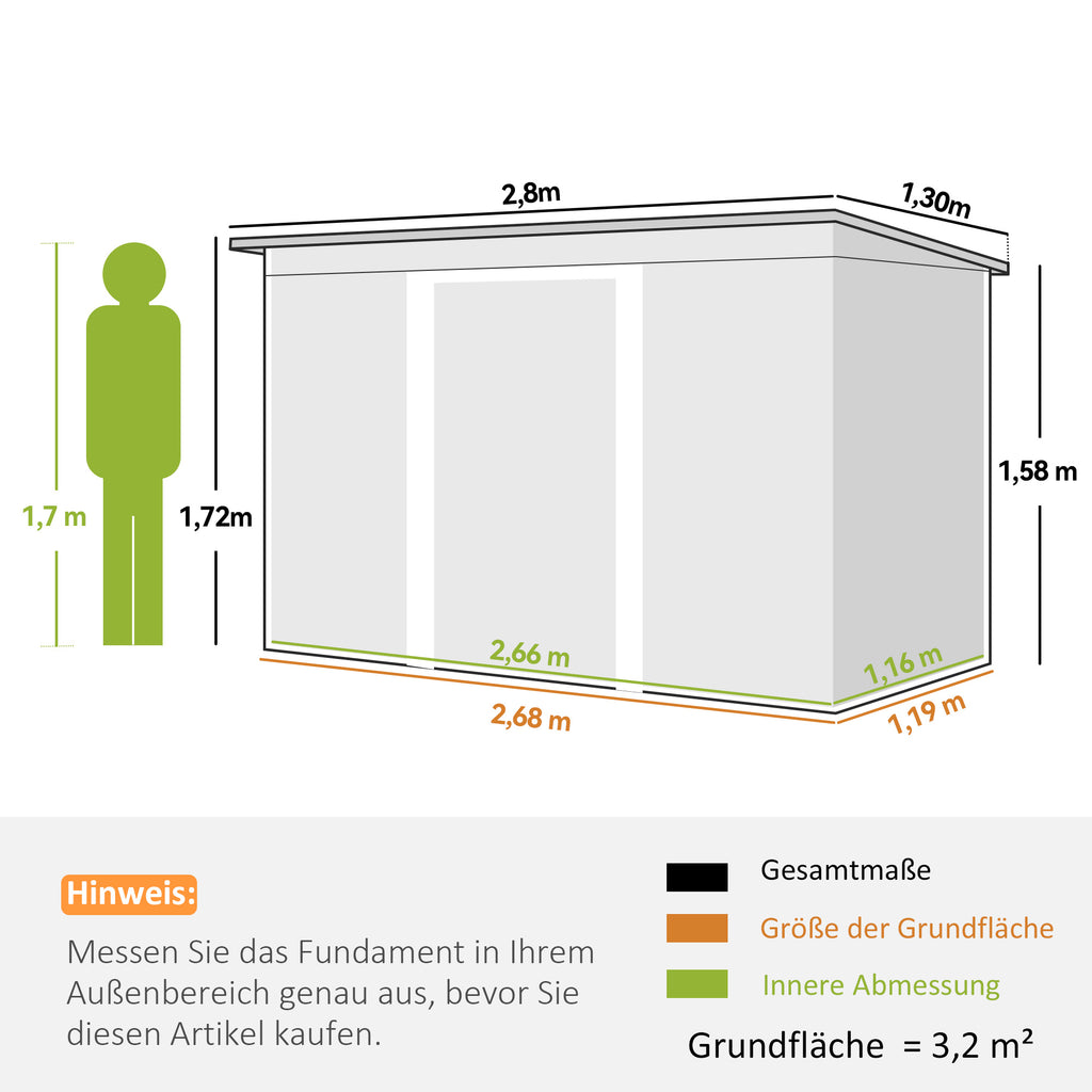 9ft x 4ft Metal Garden Shed, Waterproof Outdoor Bike Storage Shed Galvanised with Foundation Kit, Vents, Apex Roof and Lockable Double Doors for Patio Yard, Deep Green