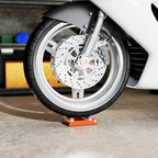 Motorcycle Wheel Cleaning Roller Stand with Steel Frame, Aluminium Rollers, Motorcycle Maintenance Stand for Tyre Cleaning and Chain Lubrication, Fit Tyre Width < 180mm, Bikes < 485lb, Orange
