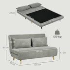 Schlafsofa, G?stebett, 3-fach verstellbare R¨¹ckenlehne, Leinenoptik, bis 120 kg, 141 x 90 x 81 cm, Grau
