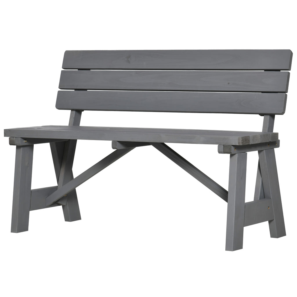 2-Sitzer Gartenbank Holz, wetterfest Sitzbank, UV-Beständig Gartenmöbel mit Rückenlehnen 116 x 56 x 80 cm, Grau