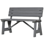 2-Sitzer Gartenbank Holz, wetterfest Sitzbank, UV-Beständig Gartenmöbel mit Rückenlehnen 116 x 56 x 80 cm, Grau