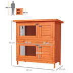 Rabbit Hutch Outdoor Guinea Pig Hutch Wooden Duck House Pet Cage with Opening Roof, 90 x 45 x 90cm