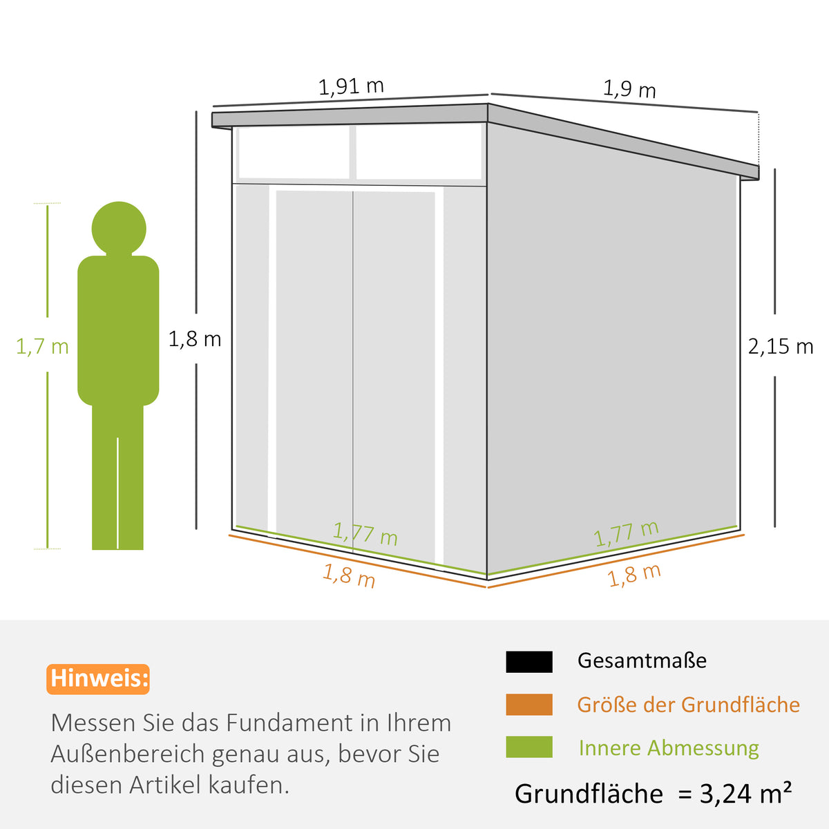  6 x 6ft Outdoor Storage Shed, Plastic Garden Shed with Windows and Air Vents, Outdoor Resin Tool Shed with Latch Doors for Garden, Deck, Light Grey