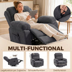 Relaxsessel Fernsehsessel 360° Drehbarer Massagesessel mit Wärme, Massage, Chenille-Optik, Dunkelgrau