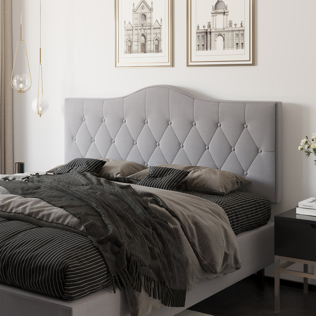 Kopfteil für Bett Polsterkopfteil Bett Kopf Rückenlehne Bettkopfteil in grau Pappel Samt Stoff 185 x 8 x 134 cm