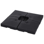 4 x Sonnenschirmgewicht Sonnenschirmständer befüllbar mit Sand Wasser HDPE-Kunststoff Schwarz Maße pro Element 51 x 51 x 12 cm bis zu 130 kg