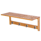 Wandgarderobe Garderobe mit Haken Wandmontage platzsparend 5 kg belastbar, 50 x 16 x 17,5 cm Naturholz
