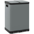Doppelfach-M¨¹lleimer, 2 x 30L, fingerabdruckresistent, Pedal, herausnehmbare Inneneimer, Grau