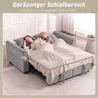 2-Sitzer-Schlafsofa, 4-in-1 L-förmiges Ausziehsofa mit verstellbarer Rückenlehne und Seitentaschen, Grau
