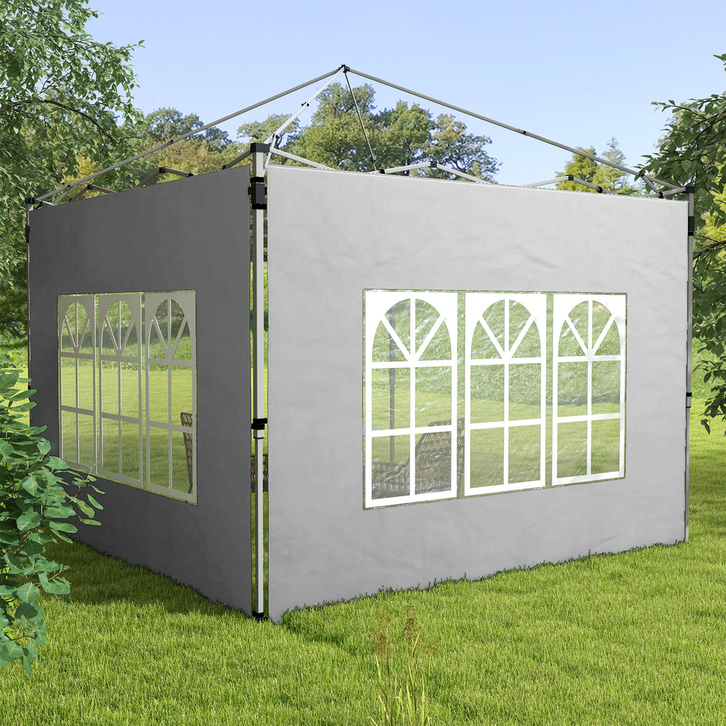 Gazebo Side Panels, Sides Replacement with Window for 3x3(m) or 3x4m Pop Up Gazebo, 2 Pack, Grey