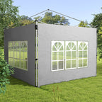 Gazebo Side Panels, Sides Replacement with Window for 3x3(m) or 3x4m Pop Up Gazebo, 2 Pack, Grey