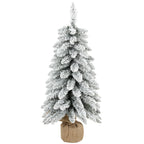 Künstlicher Weihnachtsbaum, 90 cm (3 ft), schlanker Pencil-Baum mit 107 Zweigspitzen, Jutebasis, Weiß