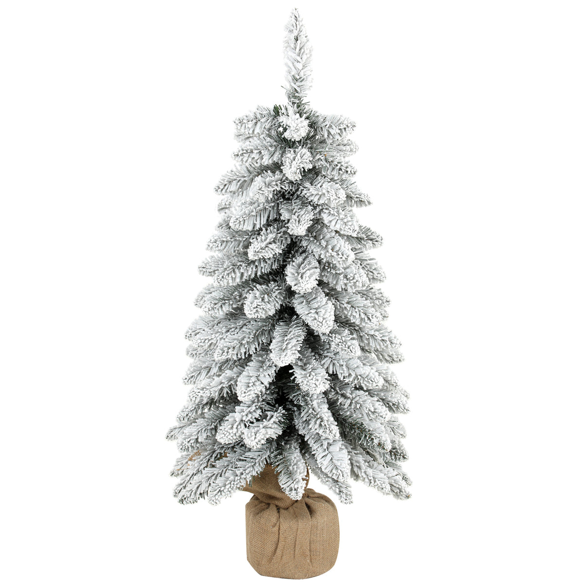 Künstlicher Weihnachtsbaum, 90 cm (3 ft), schlanker Pencil-Baum mit 107 Zweigspitzen, Jutebasis, Weiß