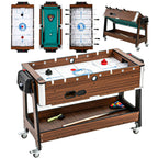 3-in-1 Multi Spieltisch drehbar Multifunktionstisch mit Billardtisch Tischfußball Airhockey Ablagefach