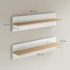 Wandregal 2er-Set Schweberegal, Wandboard, Regalbrett zur Pr?sentation, f¨¹r K¨¹che, Wohnzimmer, Wei?+Naturholz