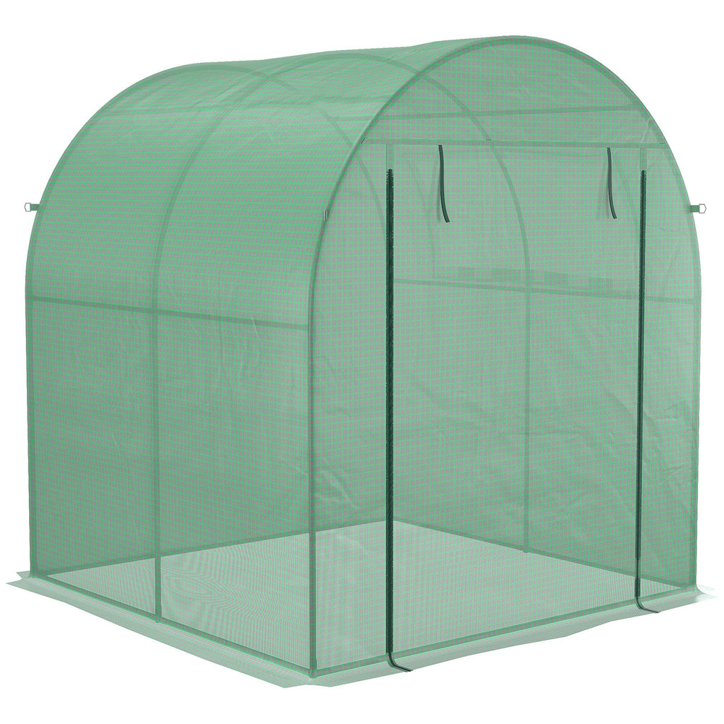 Walk in Polytunnel Greenhouse, Green House for Garden with Roll-up Window and Door, 1.8 x 1.8 x 2 m, Green