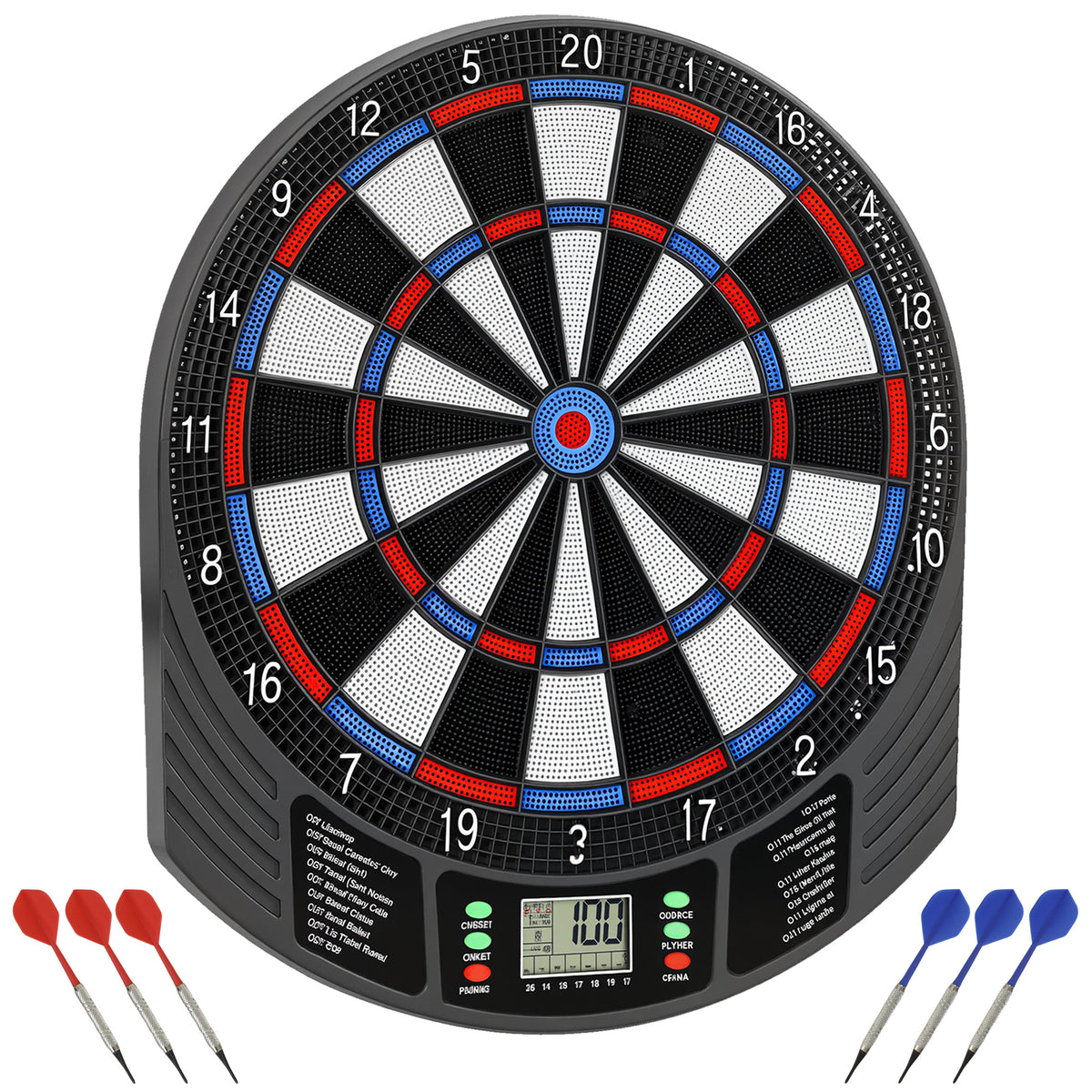 Elektronisches Dartboard für 1-8 Spieler, LCD-Display, 6 Dartsets, Bunt