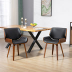2er-Set Vintage-Esszimmerstühle, Holz, Stoffbezug, Schaumstoff, Schwarz