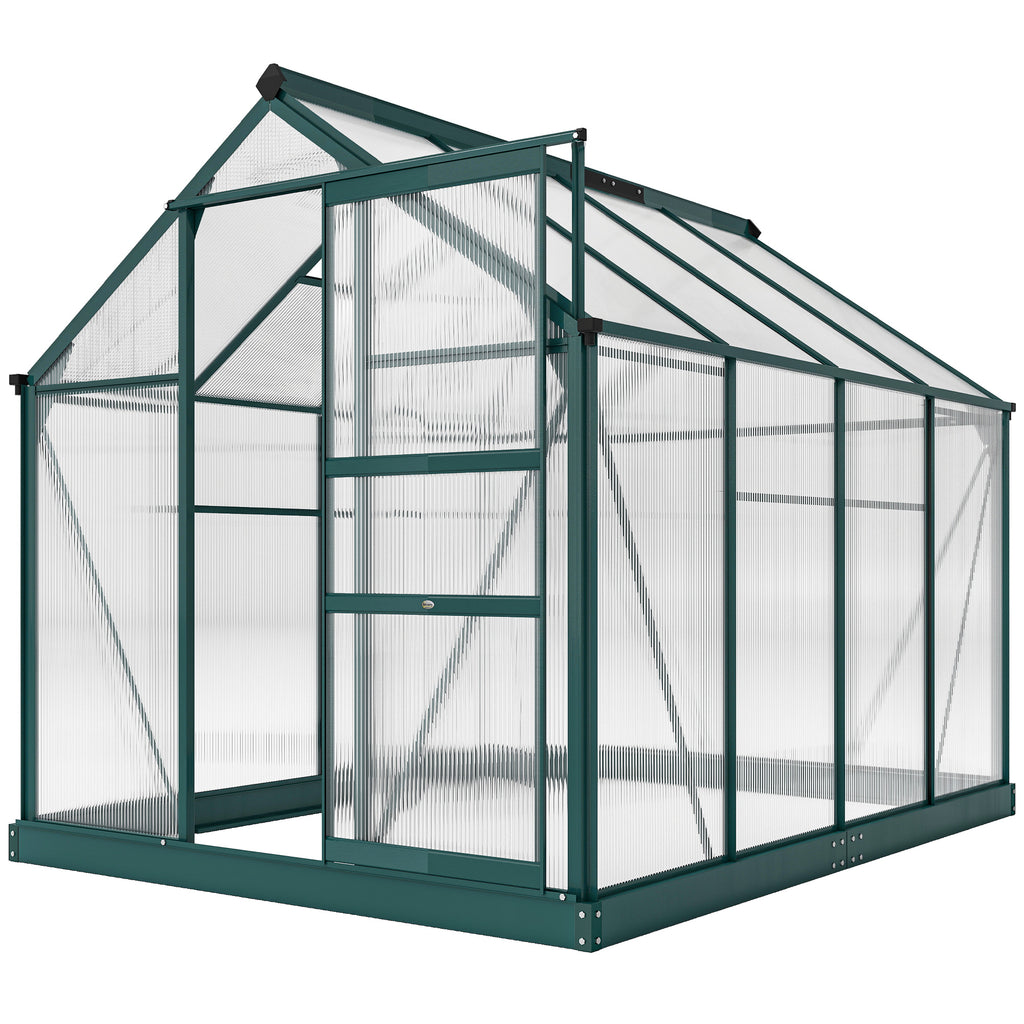 Gewächshaus, Treibhaus, mit Dachfenster, Schiebetür, transparent, Polycarbonat+Aluminium, 190 x 252 x 201cm