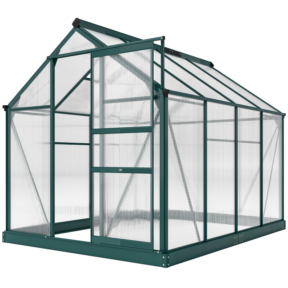 Gewächshaus, Treibhaus, mit Dachfenster, Schiebetür, transparent, Polycarbonat+Aluminium, 190 x 252 x 201cm