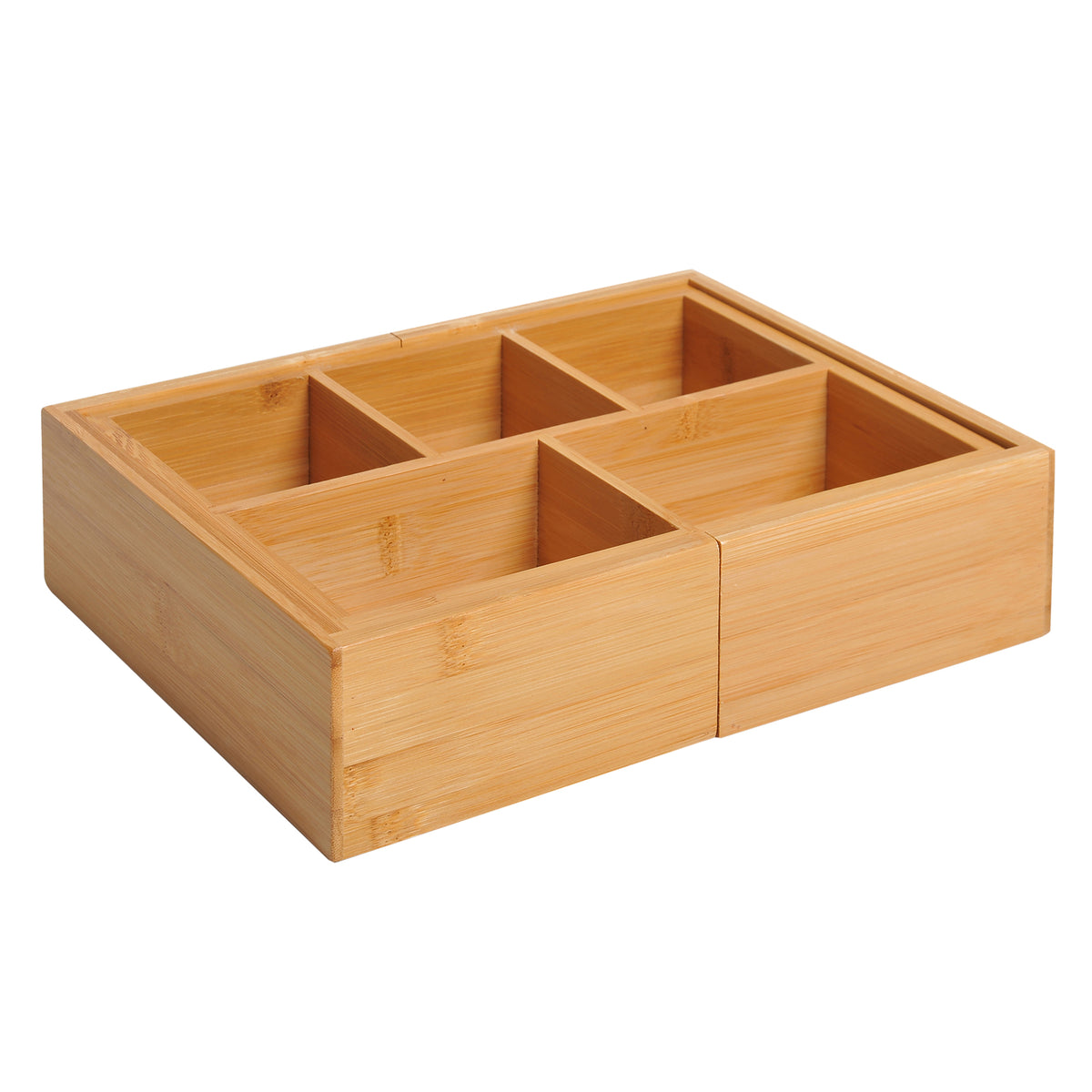  Extendable Drawer Organiser Tray Drawer Inserts Storage Holder Dividers 24.6-41cm, Natural bamboo Colour