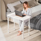Small Folding Desk, with Wheels - White Wood-Effect