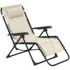 Sonnenliege klappbar Gartenliege mit Kopfkissen, 5-Fach verstellbare R¨¹ckenlehne bis 120 kg belastbar Beige