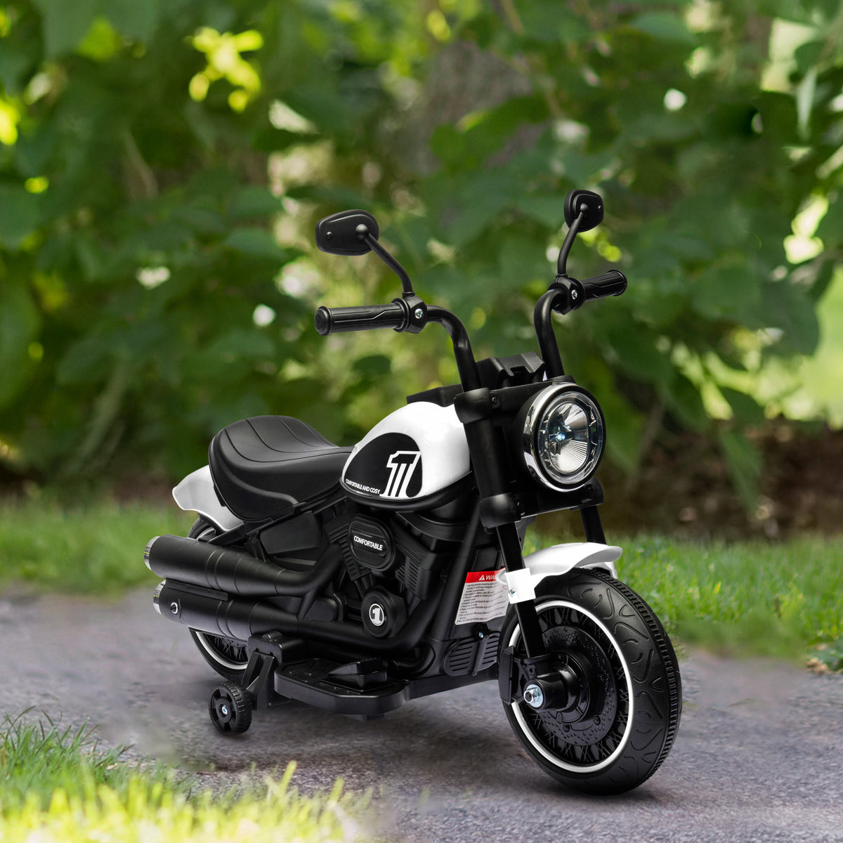 Elektro-Kindermotorrad, LED-Scheinwerfer, abnehmbare Stützräder, bequemer Sitz, Rot/Schwarz