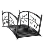 1.2M Metal Garden Bridge with Safety Railings, Outdoor Pond Bridge, Arch Decorative Footbridge for Creek Stream