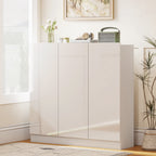 Schuhschrank mit 10 Regalen f¨¹r 25-30 Schuh-Paare, L¨¹ftungsl?cher, Soft-Close-T¨¹ren, Holz, Wei?