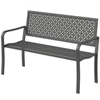 Gartenbank 2-Sitzer Metall wetterfest Outdoor Sitzbank mit rostbeständiger Rückenlehne, Geometrisch bis 240 kg