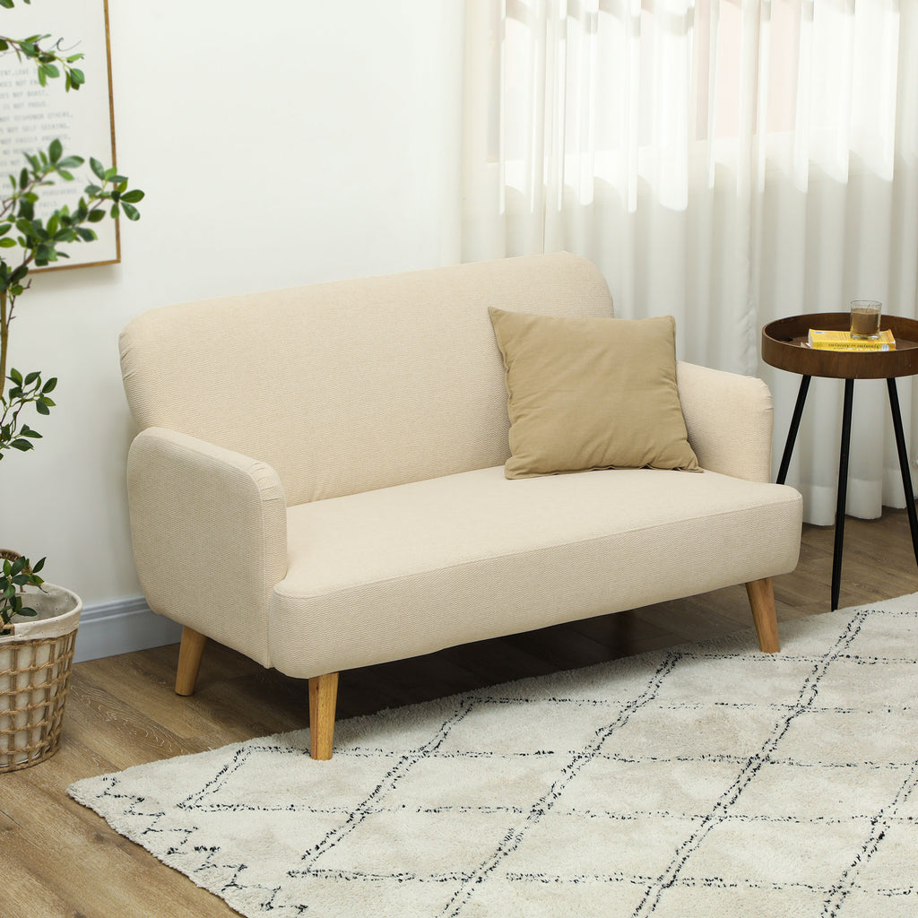 Zweisitzer-Sofa, kompakt, hautfreundlicher Bezug, bis 240 kg, 130x74x79 cm, Cremewei?