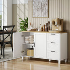 Sideboard Soft-Close-Türen, 3 Schubladen 120 x 38 x 76 cm Weiß